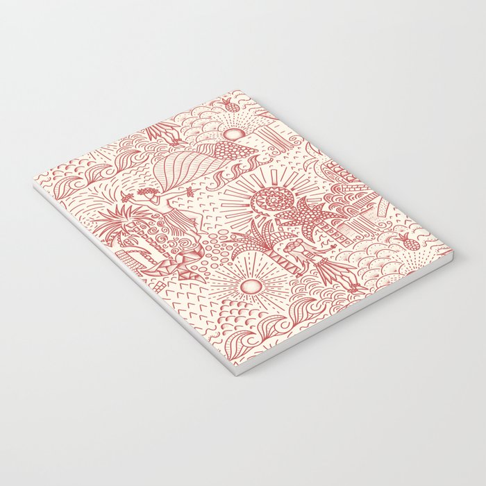 Hawaiian Hula Dancer Toile Red Notebook Gallery Image 3