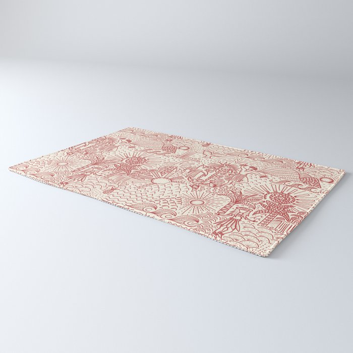 Hawaiian Hula Dancer Toile Red Rug Gallery Image 3