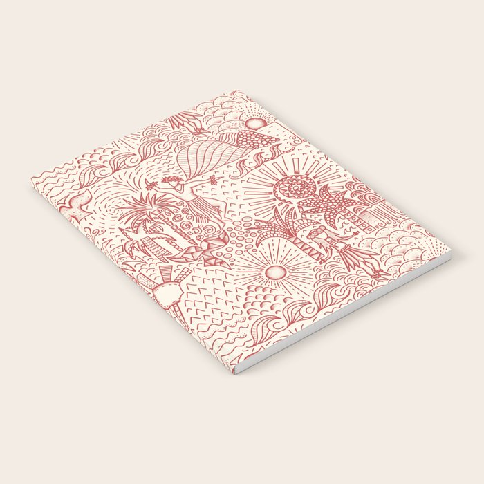 Hawaiian Hula Dancer Toile Red Notebook Gallery Image 2