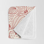 Hawaiian Hula Dancer Toile Red Throw Blanket Gallery Image 3