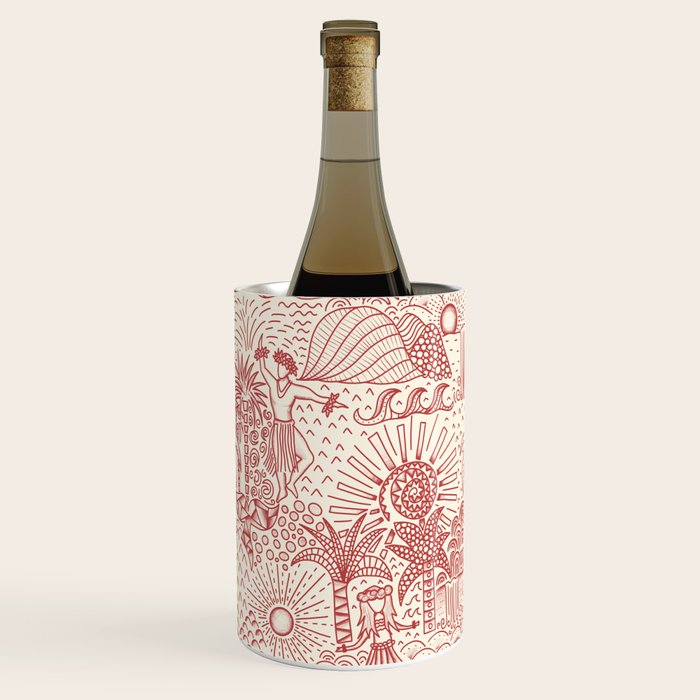 Hawaiian Hula Dancer Toile Red Wine Chiller Gallery Image 2