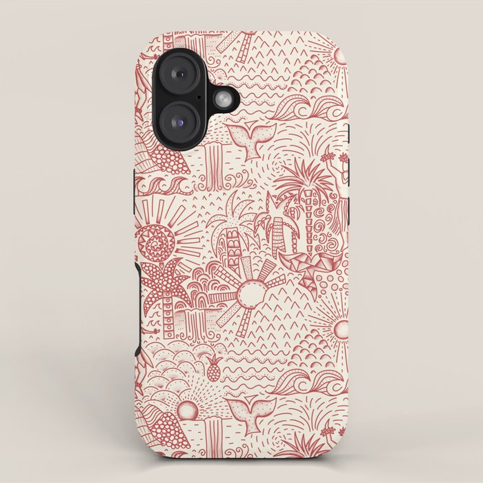 Hawaiian Hula Dancer Toile Red iPhone Case Gallery Image 1