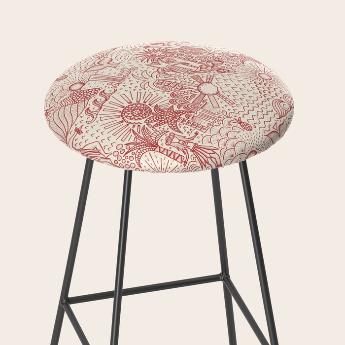 Hawaiian Hula Dancer Toile Red Stool Gallery Image 2