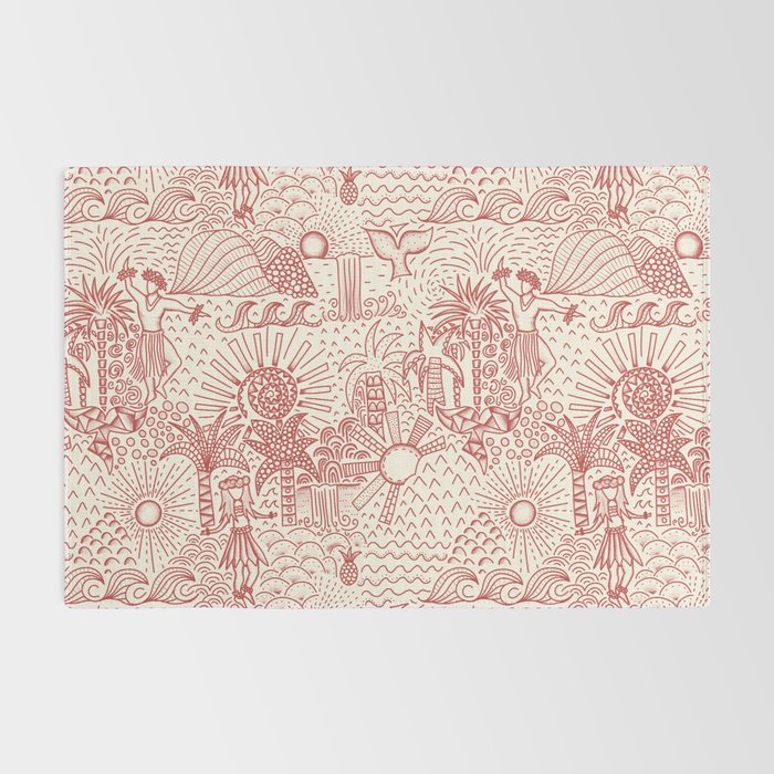 Hawaiian Hula Dancer Toile Red Rug Gallery Image 2