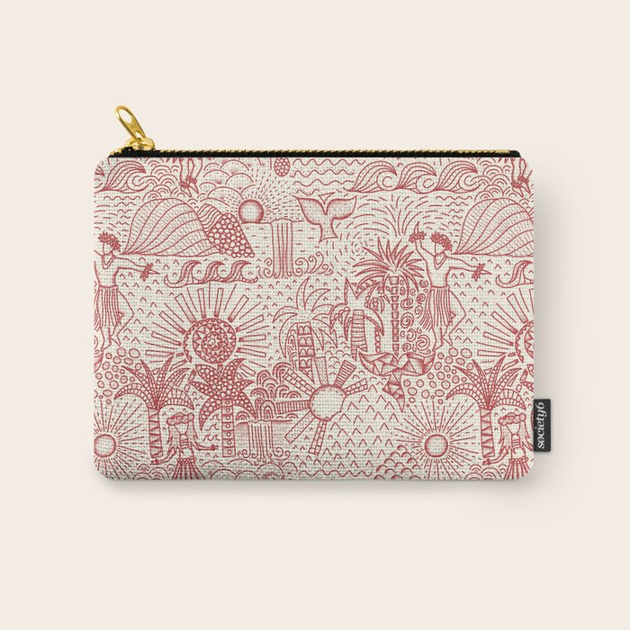 Hawaiian Hula Dancer Toile Red Carry All Pouch Gallery Image 1