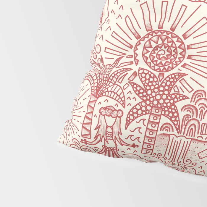 Hawaiian Hula Dancer Toile Red Pillow Sham Gallery Image 4