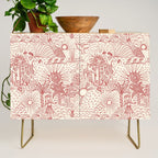 Hawaiian Hula Dancer Toile Red Credenza Gallery Image 1
