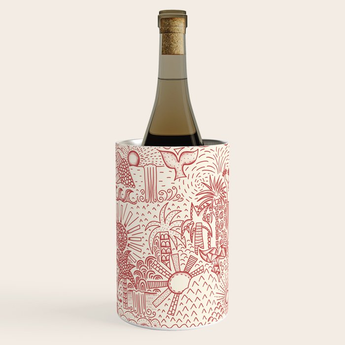 Hawaiian Hula Dancer Toile Red Wine Chiller