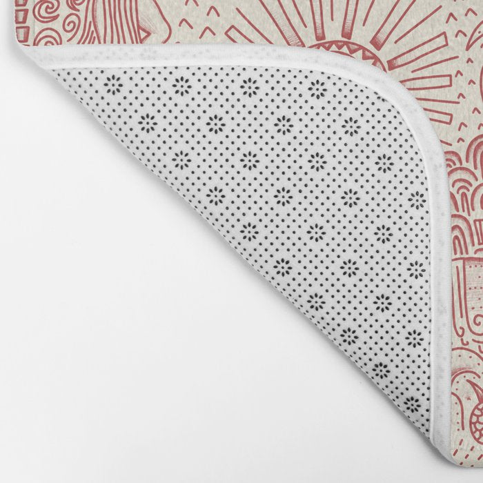 Hawaiian Hula Dancer Toile Red Bath Mat Gallery Image 2