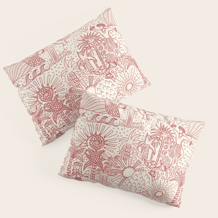 Hawaiian Hula Dancer Toile Red Pillow Sham Gallery Image 3