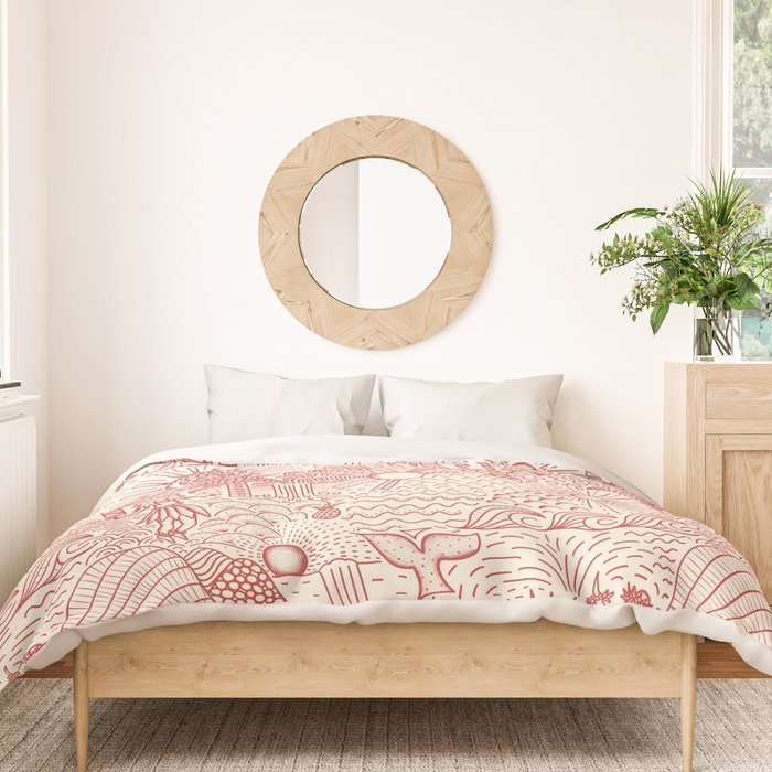 Hawaiian Hula Dancer Toile Red Duvet Cover Gallery Image 3