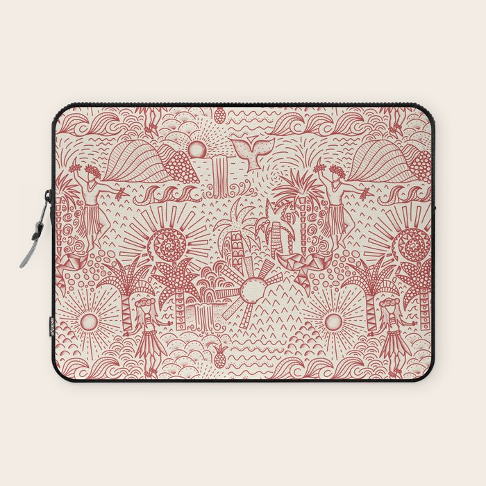 Hawaiian Hula Dancer Toile Red Laptop Sleeve Gallery Image 1