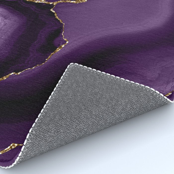 Glamour Purple Bohemian Watercolor Marble With Glitter Veins Rug Gallery Image 4