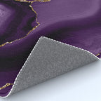 Glamour Purple Bohemian Watercolor Marble With Glitter Veins Rug Gallery Image 4