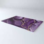 Glamour Purple Bohemian Watercolor Marble With Glitter Veins Rug Gallery Image 3