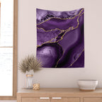 Glamour Purple Bohemian Watercolor Marble With Glitter Veins Wall Tapestry Gallery Image 2