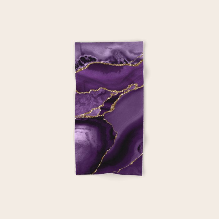 Glamour Purple Bohemian Watercolor Marble With Glitter Veins Bath Towel Gallery Image 1