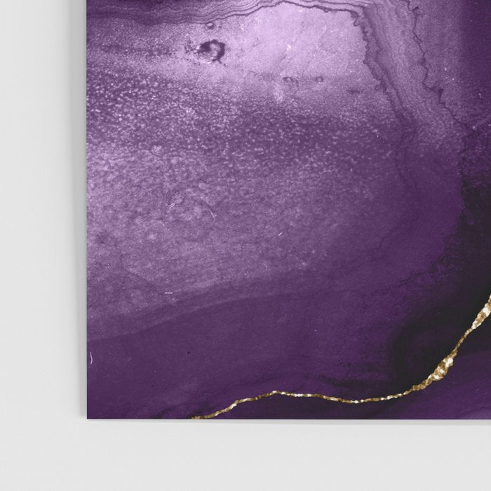 Glamour Purple Bohemian Watercolor Marble With Glitter Veins Poster Gallery Image 3