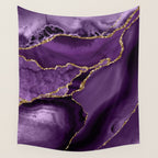 Glamour Purple Bohemian Watercolor Marble With Glitter Veins Wall Tapestry Gallery Image 4