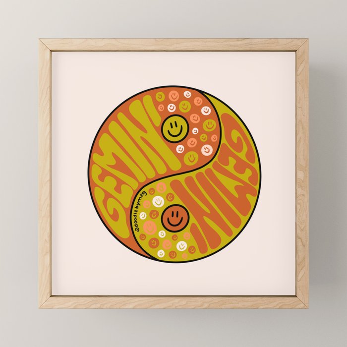 Gemini Yin Yang Mini Art Print Gallery Image 1