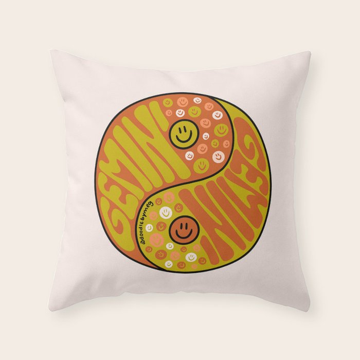 Gemini Yin Yang Throw Pillow Gallery Image 1
