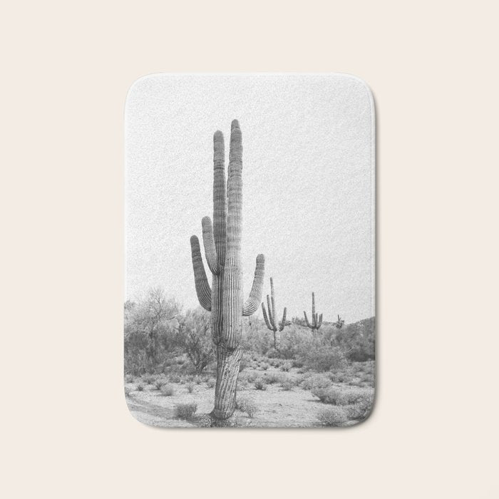 Desert Cactus BW Bath Mat Gallery Image 1