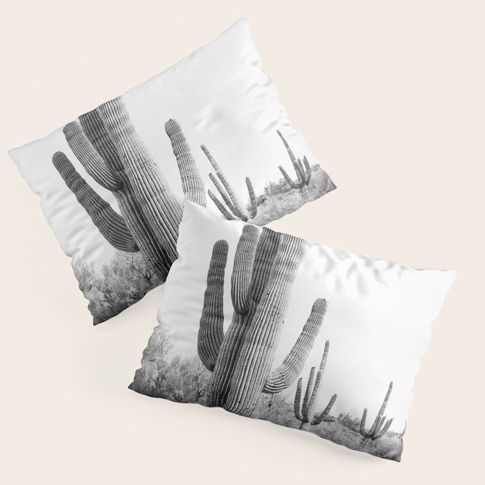 Desert Cactus BW Pillow Sham Gallery Image 1