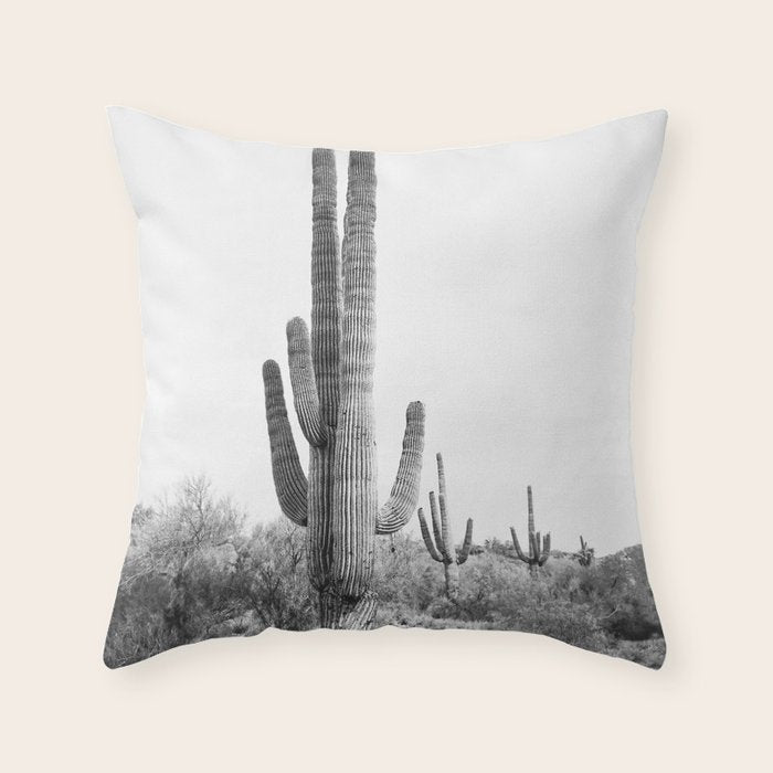 Desert Cactus BW Throw Pillow Gallery Image 6