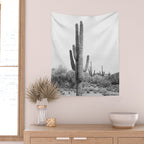 Desert Cactus BW Wall Tapestry Gallery Image 2