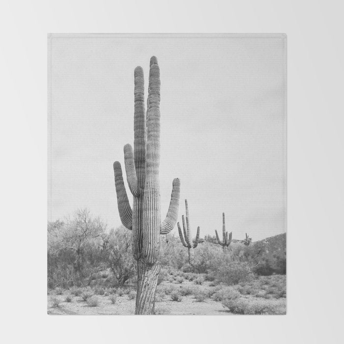 Desert Cactus BW Throw Blanket Gallery Image 2