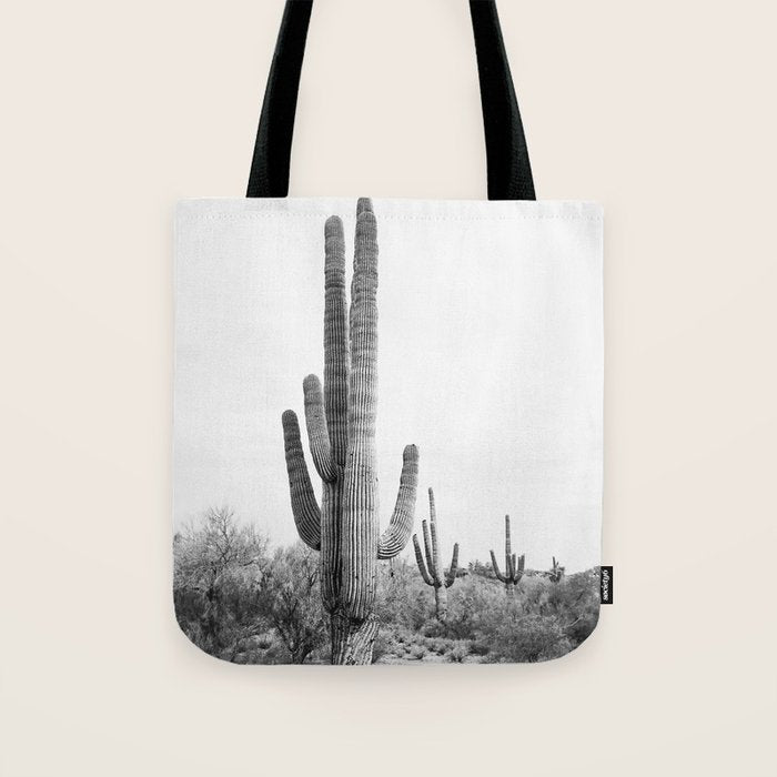 Desert Cactus BW Tote Bag Gallery Image 1