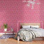 Ditsy Kitsch Ribbons and bows 2. Watermelon Pink and Red Wallpaper Gallery Image 3
