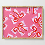 Ditsy Kitsch Ribbons and bows 2. Watermelon Pink and Red Serving Tray Gallery Image 1