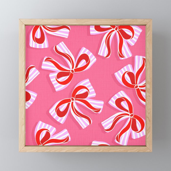 Ditsy Kitsch Ribbons and bows 2. Watermelon Pink and Red Mini Art Print Gallery Image 1