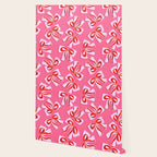 Ditsy Kitsch Ribbons and bows 2. Watermelon Pink and Red Wallpaper Gallery Image 2