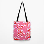 Ditsy Kitsch Ribbons and bows 2. Watermelon Pink and Red Tote Bag Gallery Image 2