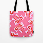 Ditsy Kitsch Ribbons and bows 2. Watermelon Pink and Red Tote Bag Gallery Image 1