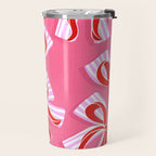 Ditsy Kitsch Ribbons and bows 2. Watermelon Pink and Red Travel Mug Gallery Image 2