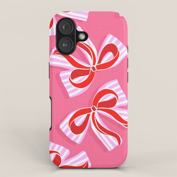 Ditsy Kitsch Ribbons and bows 2. Watermelon Pink and Red iPhone Case Gallery Image 1