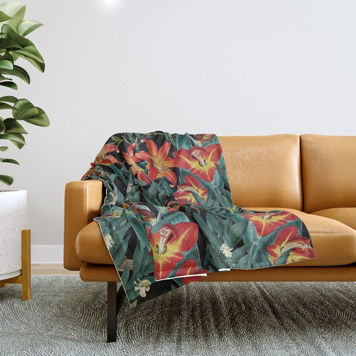 Botanical Night Garden Throw Blanket Gallery Image 1