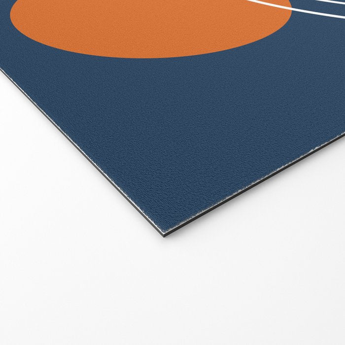 Mid Century Modern Geometric 83 in Navy Blue and Orange (Rainbow and Sun Abstraction) Welcome Mat Gallery Image 2