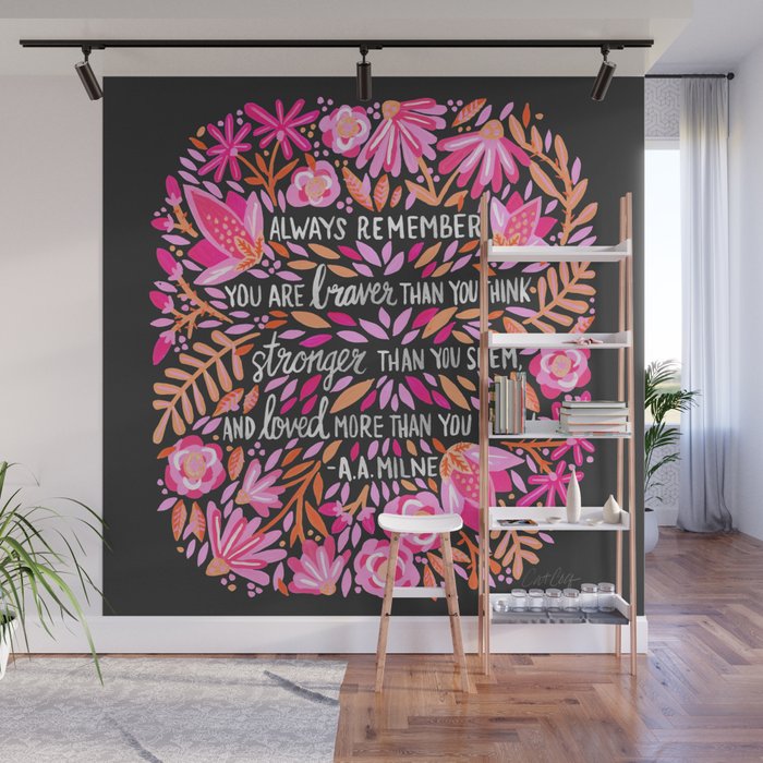 Always Remember - Pink & Charcoal Palette Wall Mural Gallery Image 1
