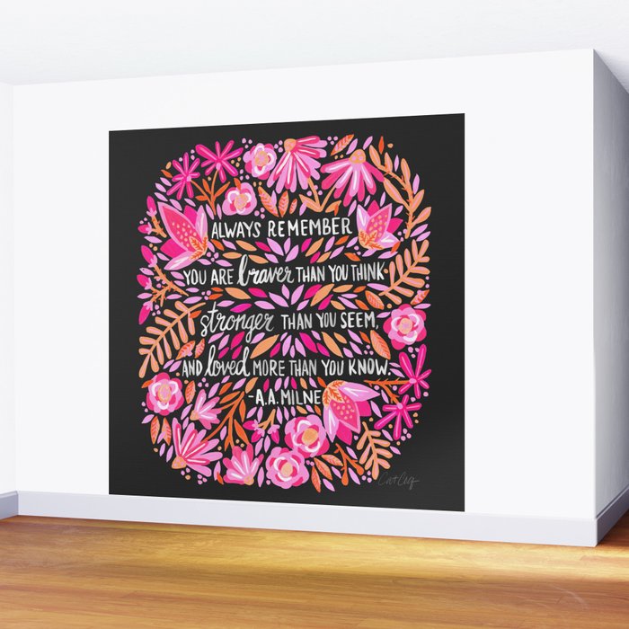 Always Remember - Pink & Charcoal Palette Wall Mural Gallery Image 2