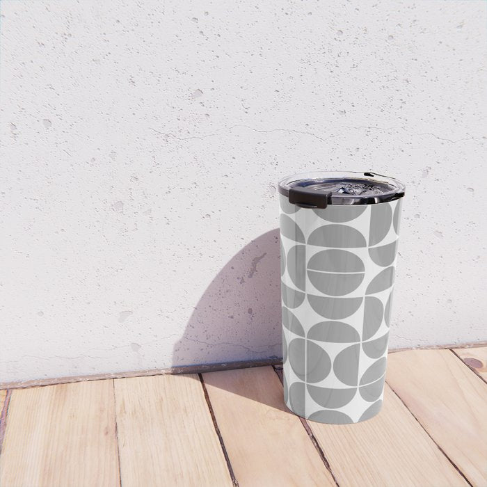 Mid Century Modern Geometric 04 Grey Travel Mug Gallery Image 4