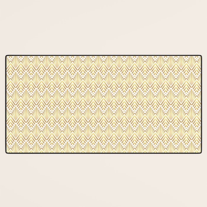 Gold art deco diamonds on white Desk Mat Gallery Image 3