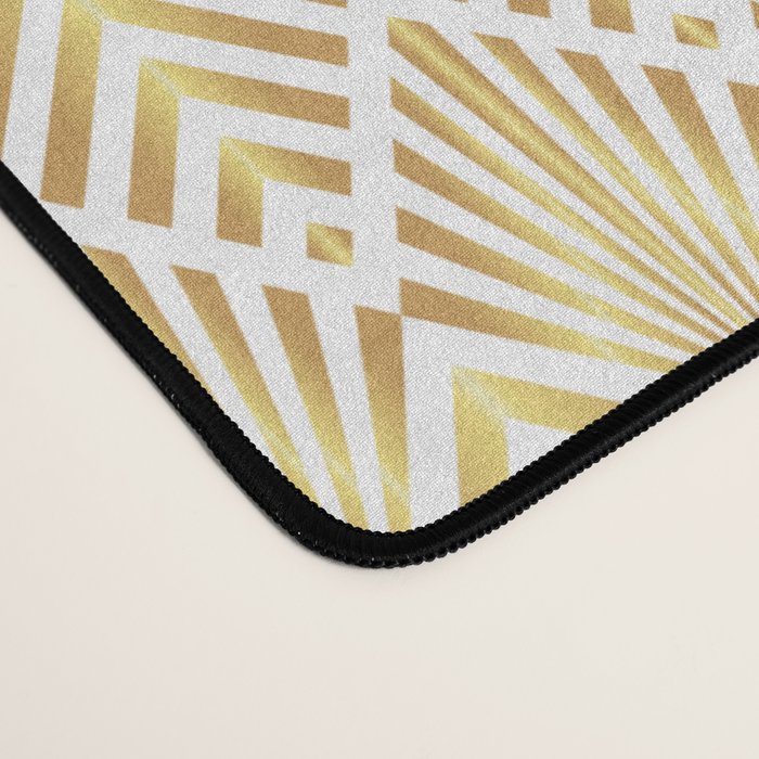 Gold art deco diamonds on white Desk Mat Gallery Image 4