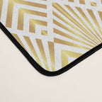Gold art deco diamonds on white Desk Mat Gallery Image 4