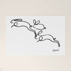 Picasso - Rabbits Line Drawing, Animals Sketch Welcome Mat Gallery Image 1