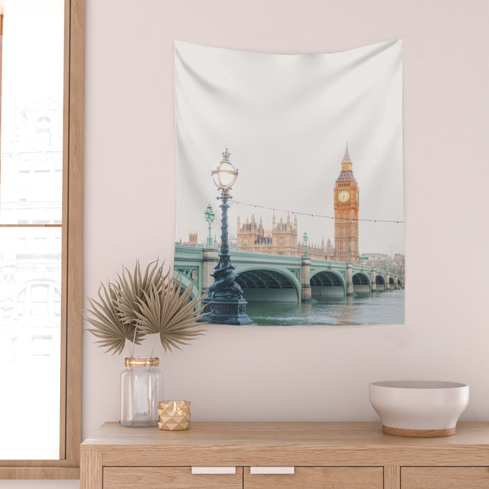 Thames Sunrise - London England Travel Photography Wall Tapestry Gallery Image 2