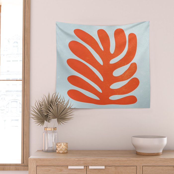 Fire Red: Wild Leaf | Matisse Foliage Paper Cutouts 01 Wall Tapestry Gallery Image 2